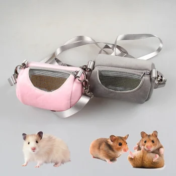 Borsa da trasporto per criceti Gabbia per animali domestici Accessori per cadaveri incrociate Design a cilindro Morbido e pratico Casa da viaggio Scoiattolo portatile Maglia visibile