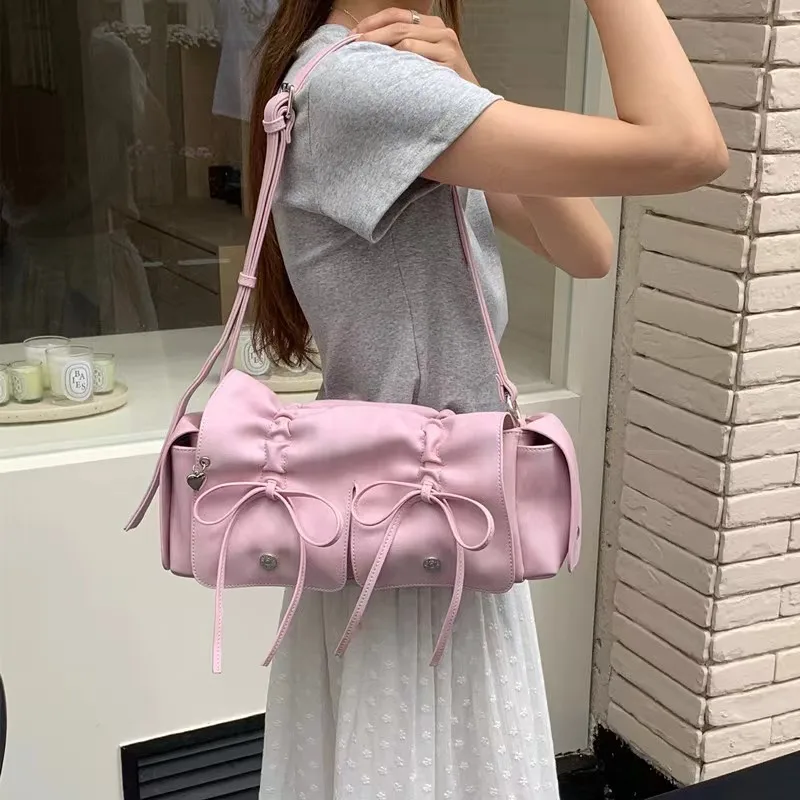 

New Niche Designer Luxury Retro Pleated Bow Biker Bag Exquisite And Versatile Armpit Bag High-end Casual And Simple Shoulder Bag