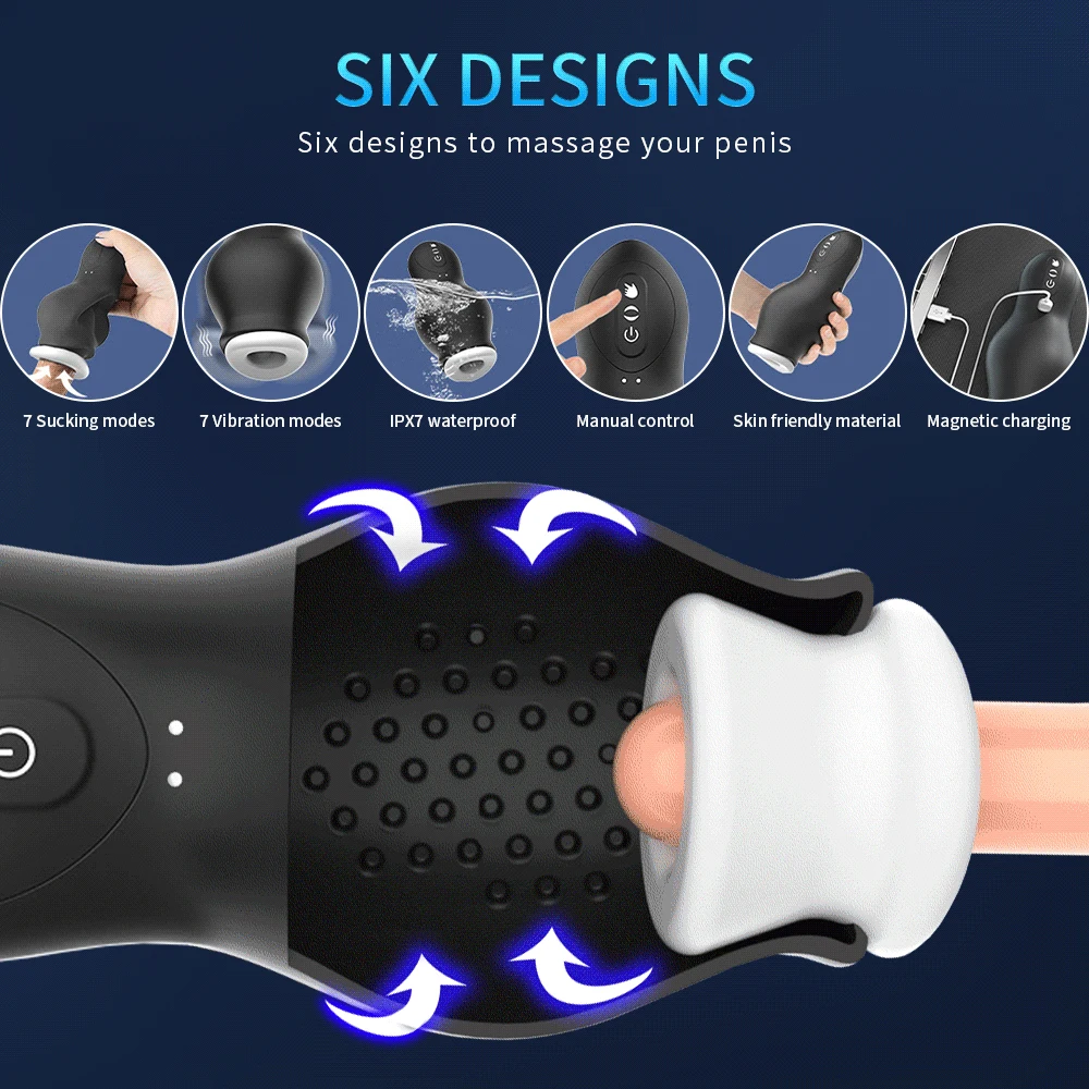 Male Masturbator Cup Male Masturbation Aid Automatic Sucking Penis Vacuum Training Cup Blowjob Orgasm Erotic Pocket Pussy Stroker Adult Sex Toys for Men