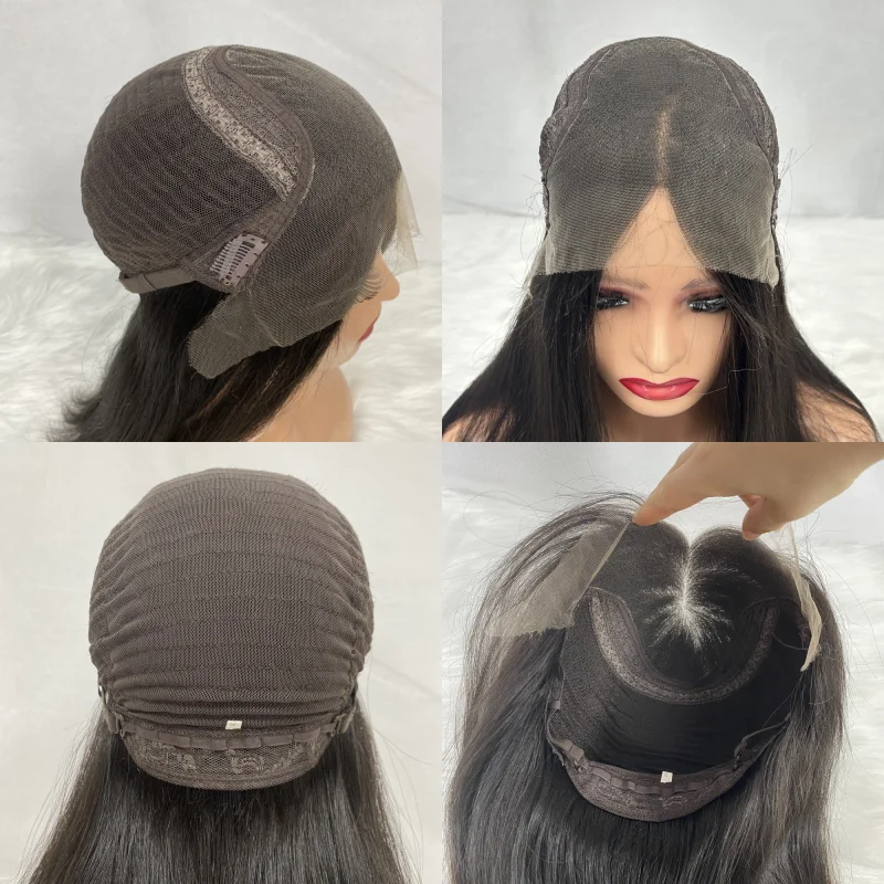 HD Lace Front Wig Virgin Human Hair Natural Black Color Long Length High Density Kosher Jewish Wigs For Thinning Hair