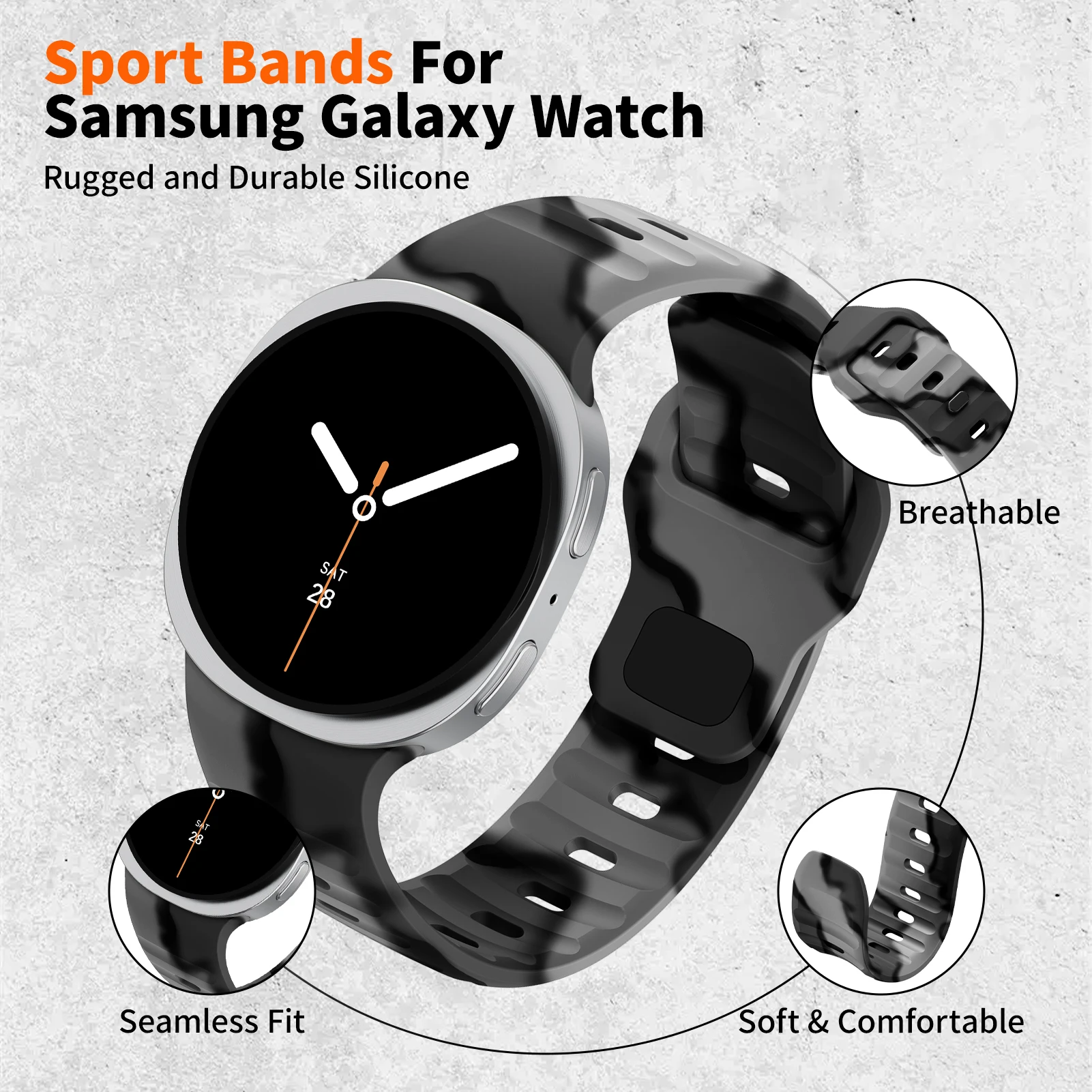 Rugged Silicone Sport Band - Enhanced Strap