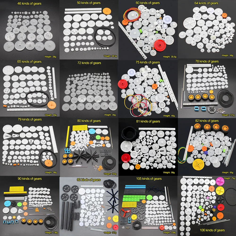 Vários Pacotes de Engrenagens de Plástico Kit Bolsa Conjunto Engrenagem do Motor 0.5 Módulo Polia Eixo da Correia Engrenagem Worm Coroa Engrenagem Rack de Engrenagem Faça Você Mesmo Brinquedo
