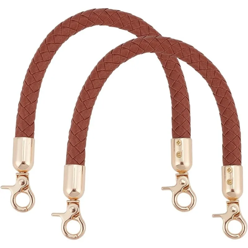 2pcs Braided Bag Straps 30.5cm/12" PU Leather Bag Straps Purse Handle Short Handle Replacement with Lobster Clasp