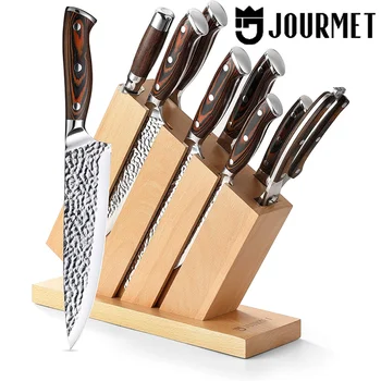 Knife Set with block, 9PC High Carbon Stainless Steel Knife Set with Pakka Wood Handle 1