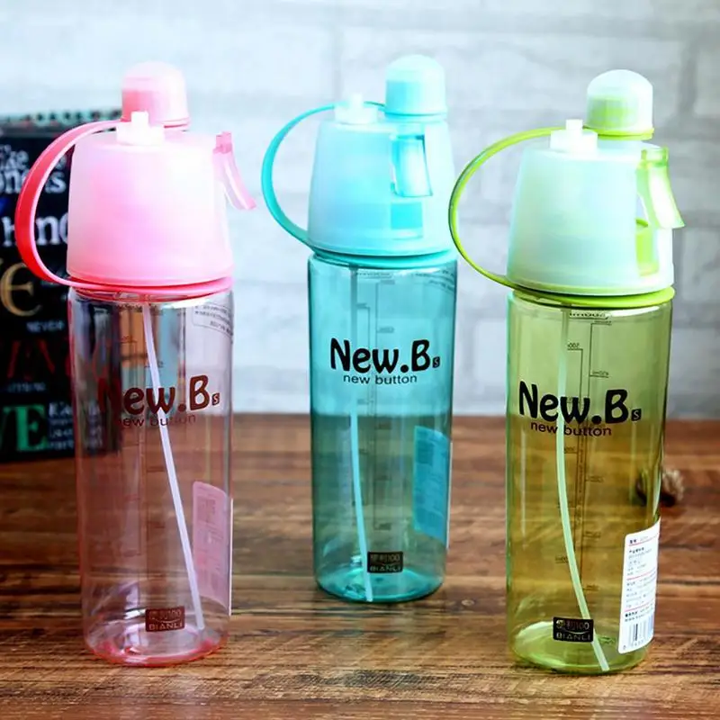 

Ml New Button Sport Cycling Mist Spray Water Gym Beach Bottle Leakproof Drinking Portable Cool Creative Spray Water Bottle