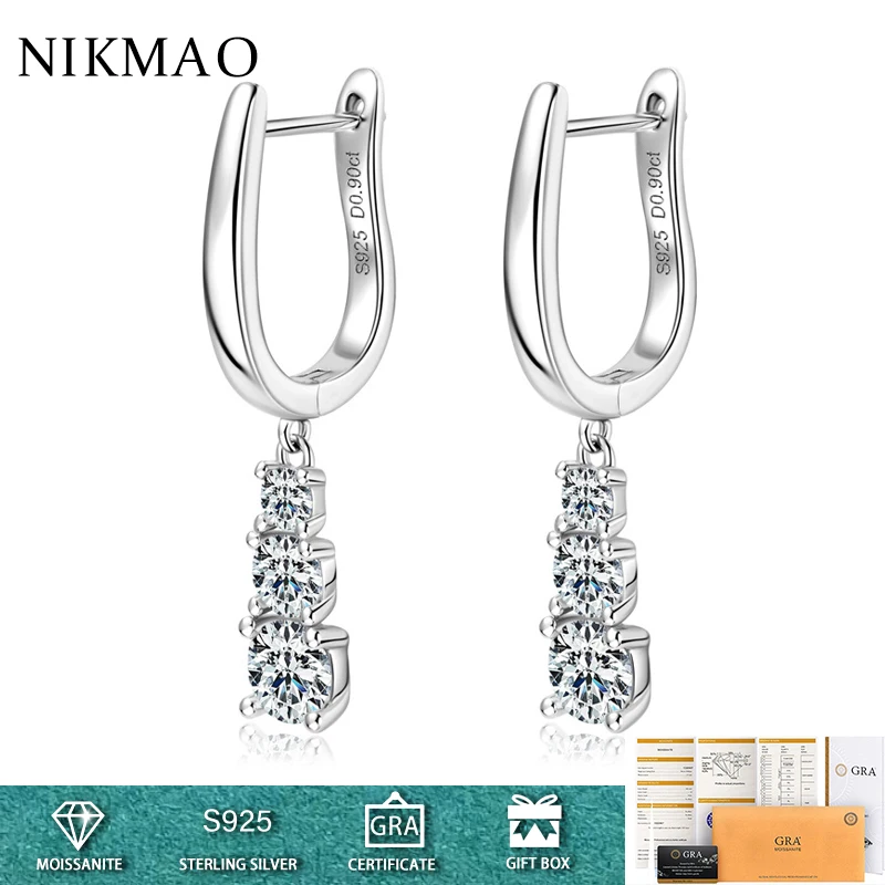 

1.8ct D VVS1 Moissanite Drop Dangle Earring for Women Wedding Party Jewely with GRA S925 Sliver Sparkling Diamond Earrings Gift