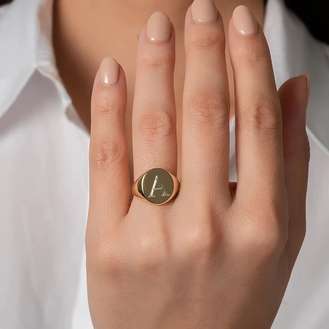 BOVANNI 14K Gold Small Engravable Gold Bar Ring