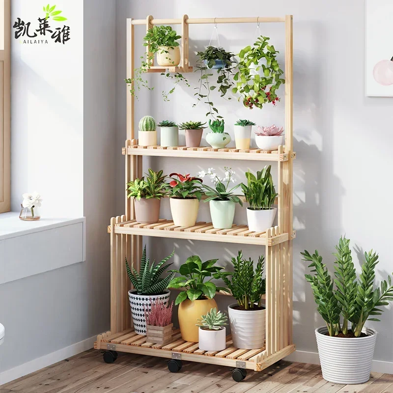 3-Tier Hanging Wood Plant Stand Indoor Outdoor Planter Shelves Flower Pot Organizer Rack Multiple Display Shelf plant stand wooden flower shelf