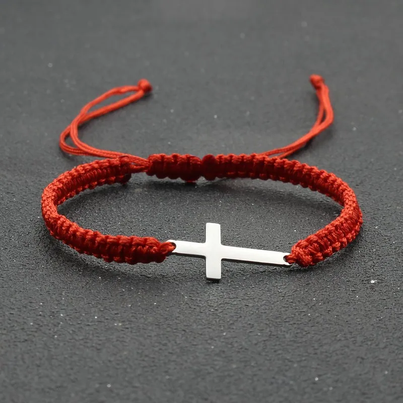 Bracciale con croce cattolica, croce di legno, rosario decina, rosario di legno, gioielli cattolici per uomini, donne e bambini - Italia