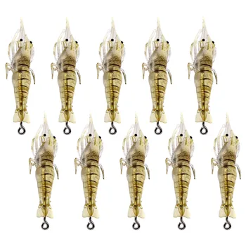 Artificial Shrimp Bait 10pcs Soft Bionic Fishing Lure Shrimp Weedless Hook 1