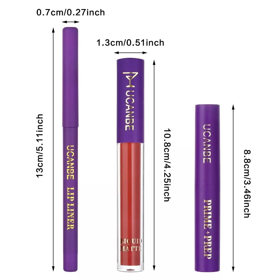Lady's Night Lip Makeup Sets 6pcs Matte Liquid Lipstick 6pcs Lip Liners Pencil 1PC Primer Waterproof Gloss Kit lip makeup set