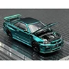 TM In Stock 1:64 Skyline GTR R34 Z TUNE Chrome Green Carbon Hood Diecast Diorama Car Model Time TOP Micro 6