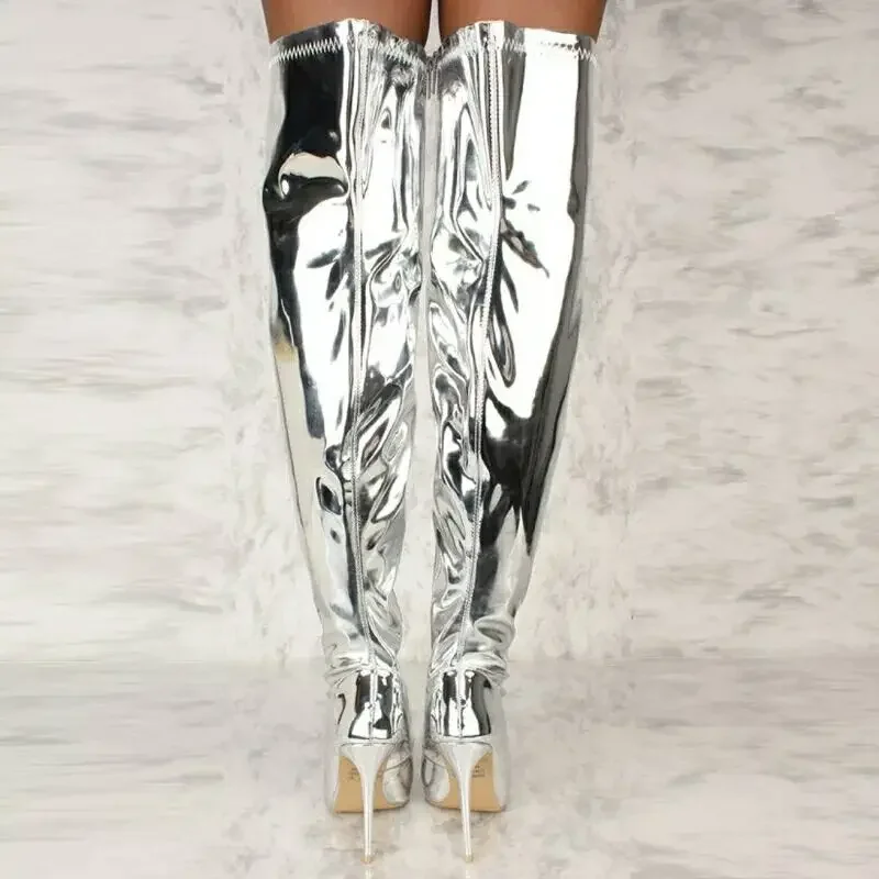 Women Boots Black Platform Pointy Toe Sexy High Thin Heels Over the Knee Long Boots Autumn Winter Casual Party Shoes Larg Large