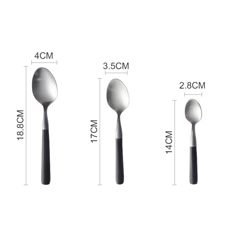 304 Stainless Steel Spoon Black Wooden Handle Spoons Retro Soup Spoon Dessert Coffee