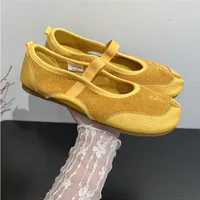 Femmes sandales bout fendu Ballet chaussures de danse femme été Tabi creux appartements mocassins Zapatos Mujer daim peu profond marche Sneaker 6