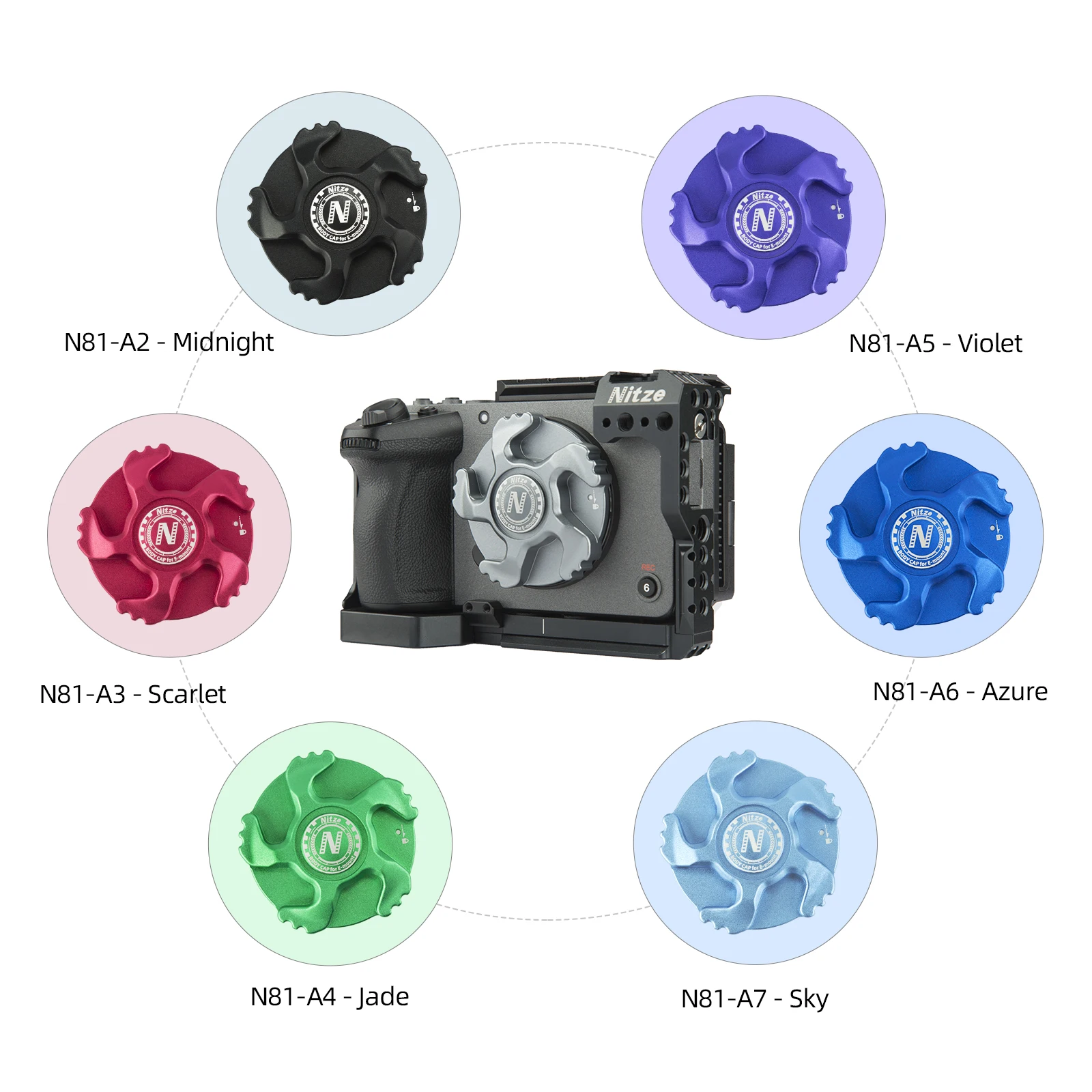 Nitze Aluminum Alloy Camera Body Cap for Sony E Mount (Gray