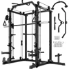 Smith Machine, 2000LBS M11 Multi-Function Squat Rack Power Cage with Cable Crossover System and Smith Bar, All-in-One LAT 1