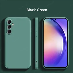 Luxury Liquid Silicone Soft Back Case - Premium Protective Cover for Samsung A16 (Black Green)