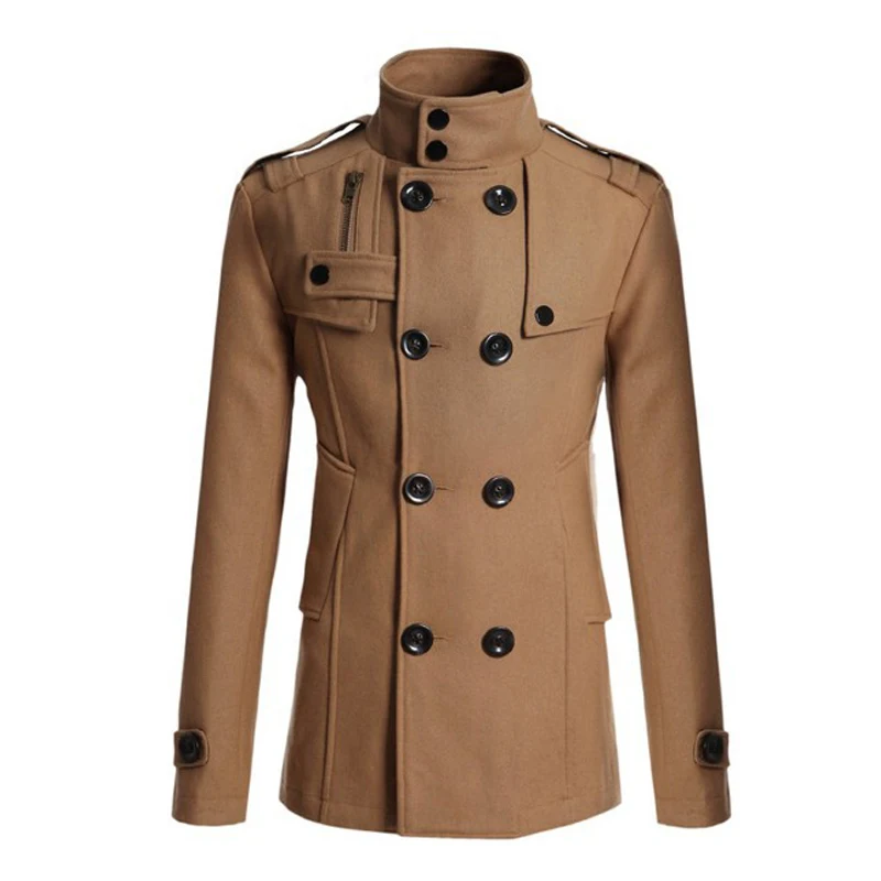 Men\'s Long Coat Winter Warm Woolen Overcoat Fashion Casual Lapel Button Gentleman Coat For Man High Street Top Coat