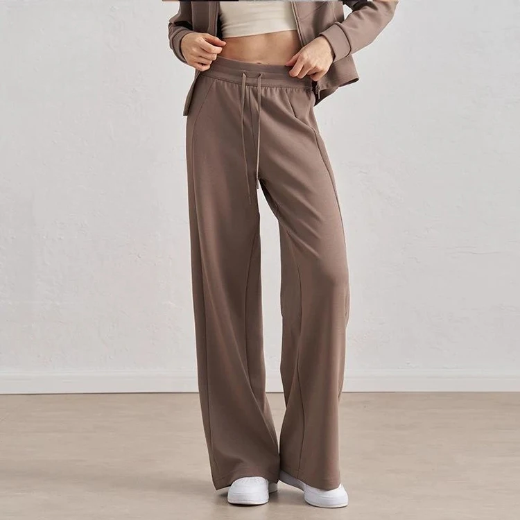 Yoga-Hose für Damen mit Kordelzug, vielseitig, hohe Taille, gerades Bein, locker, lässig, weites Bein, schlankmachend, Fitness – Detail 5