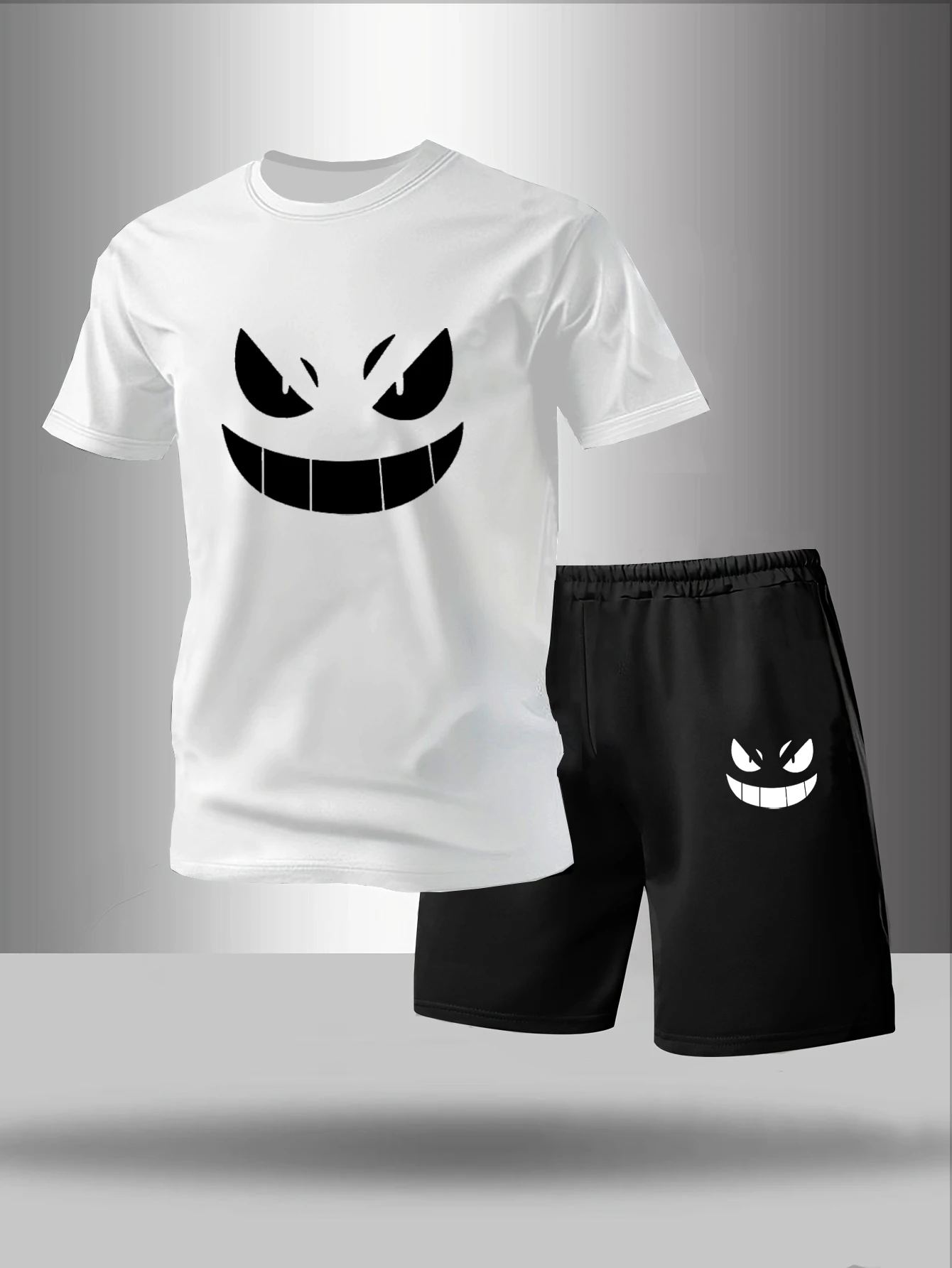 Zweiteiliger Herren-Pyjama für Frühling, Sommer, Herbst, Winter, kurzärmelig, modisches geometrisches Muster, Homewear-Set. – Detail 9