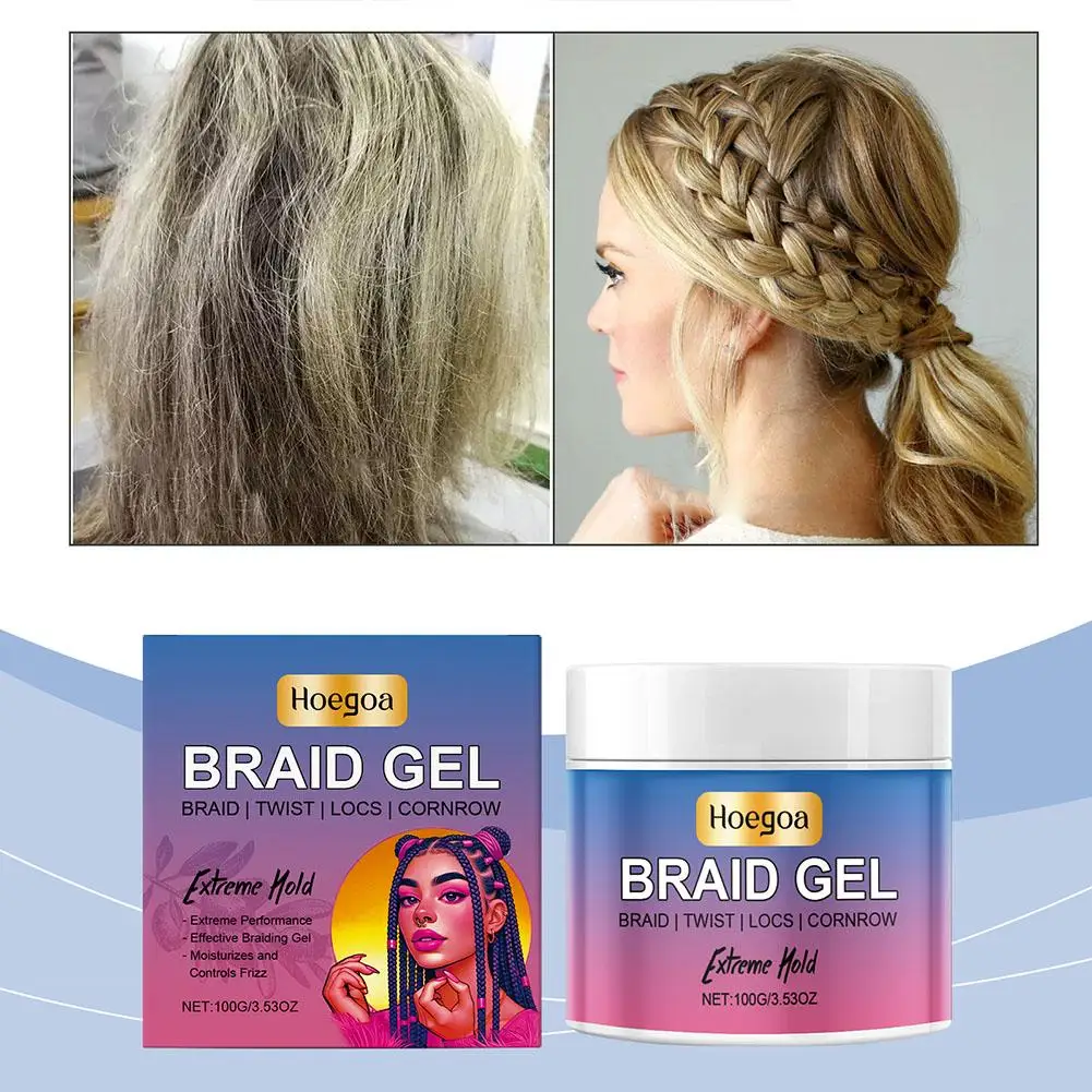 100g Strong Hold Lock And Twist Tames Frizz Edge Braiding Gel For African Hair High Shine Braids Weaving Styling Pomade A4L9