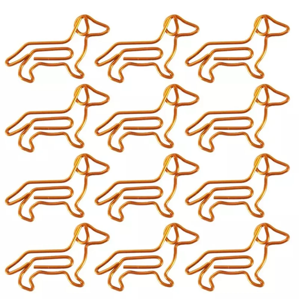 Animal Shape Cartoon Golden Special-shaped Customization Gold Paper Clip Dachshund Bookmark Clip Paper Clips