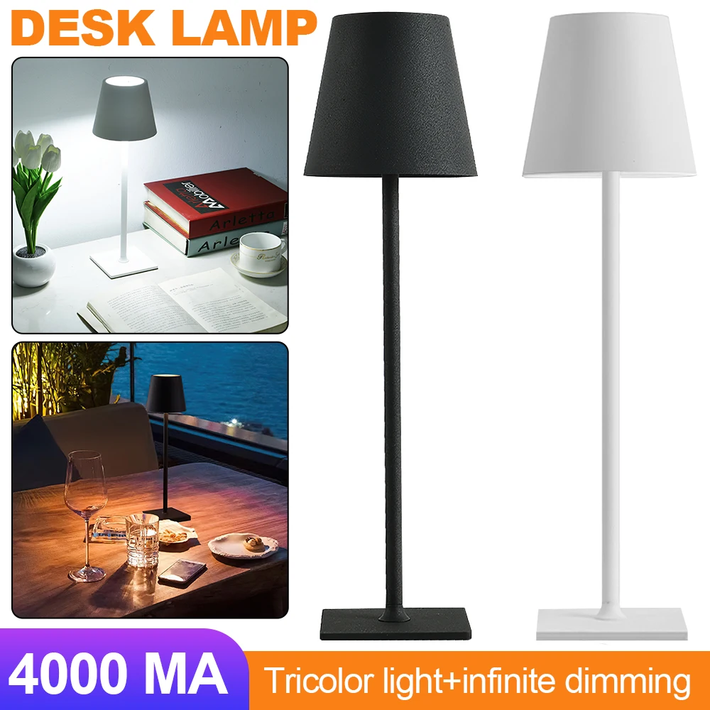 

Cordless LED Desk Lamp Rechargeable 4000mAh Dimmable Wireless Table Lamp Portable Study Reading Night Light Touch Bedside Lamp