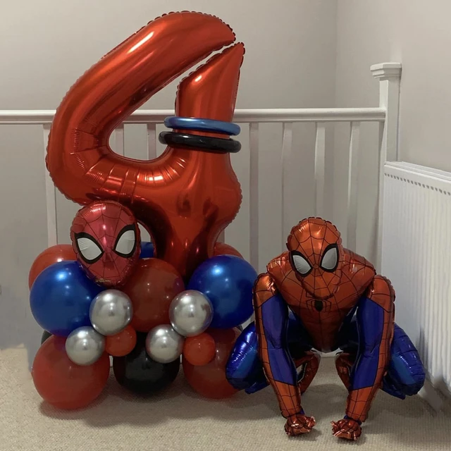 1 Ensemble De Ballons Spiderman En Latex, Bleu Et Rouge