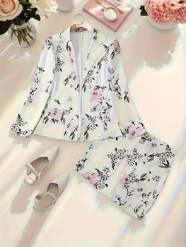Women's Thousand Bird Casual Two-Piece Suit Set, Long Sleeved Flip Top Double Breasted Suit Jacket and Mini Hip Hugging Skirt, S 3