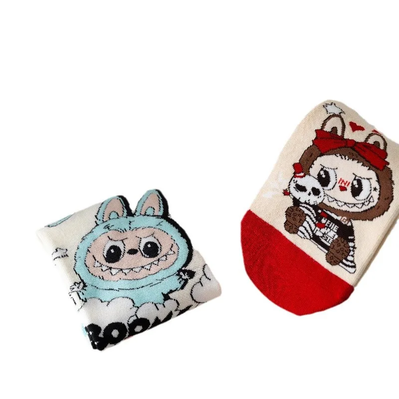Anime Labubu Socks 5 Pairs New Anime Kawaii Unisex Cotton Socks Warm Accessories Anime Socks Women Socks Warm Socks