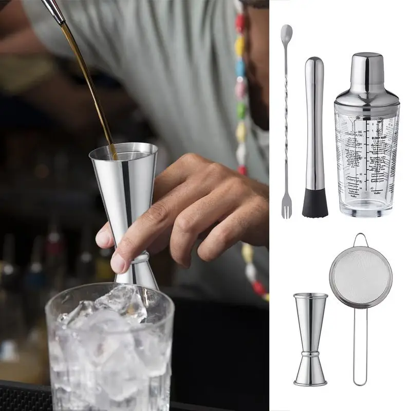 

Cocktail Shaker Bar Set Mixology Bartender Kit Stainless Steel Drink Shaker 5Pcs Set Martini Cocktail Shaker Drink Mixer Set