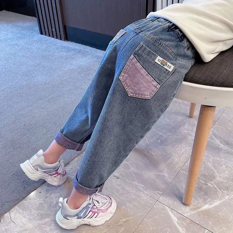 2023 Fashion Girls Children Denim Trousers TeenagerJeans Kids Pants Casual Kids Clothes Spring Autumn Babys Girls Jeans 3-10Year