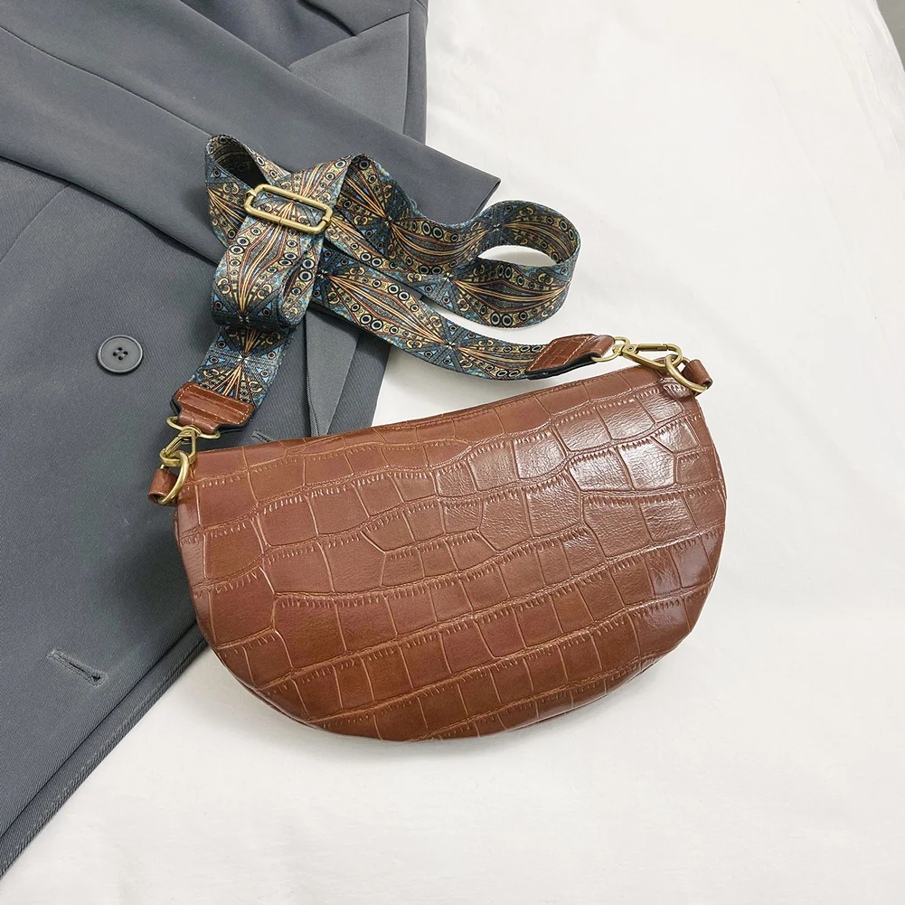 Women Leather Chest Bag Casual Crossbody Sling Purse Versatile Stone Texture Waist Bag Zipper Waist Pack Daily Dating Bag