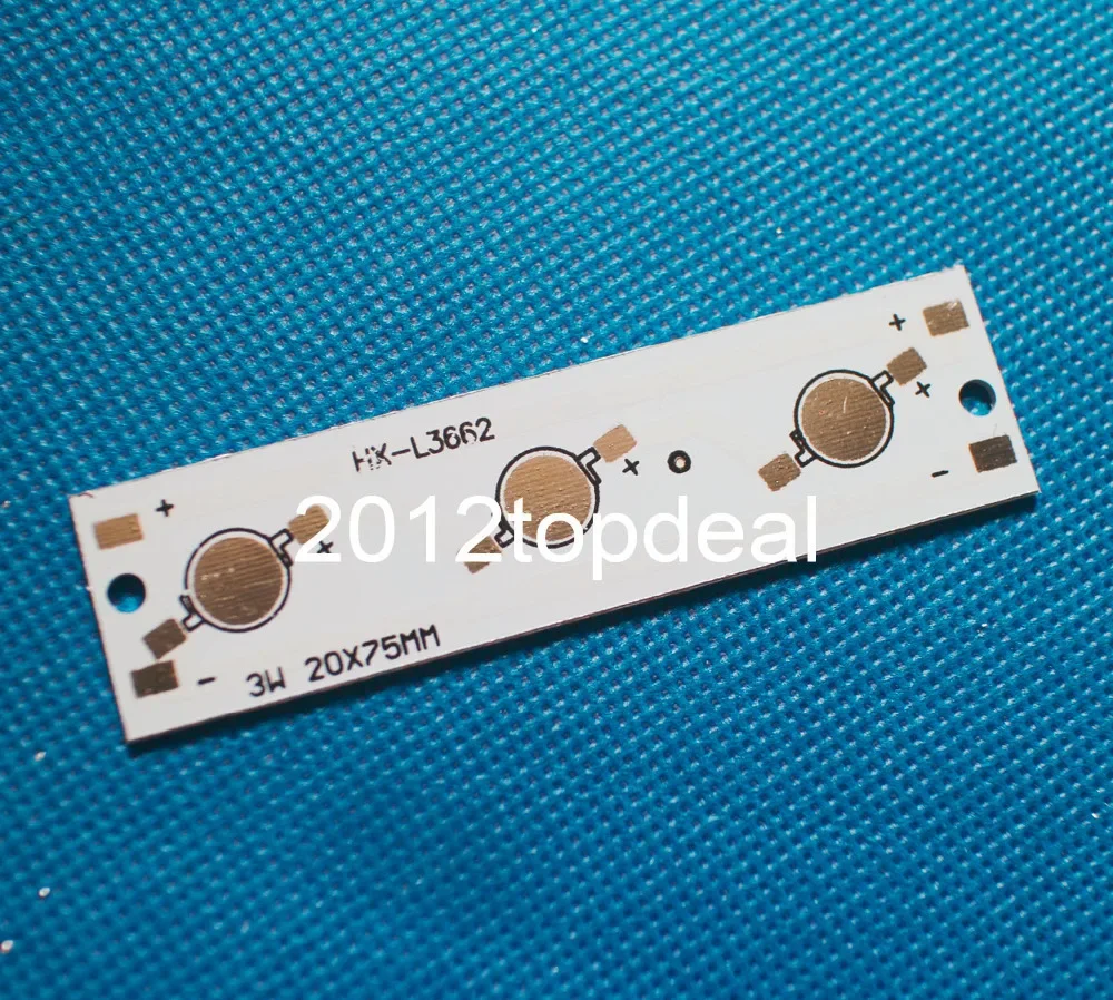 50개/로트, 3W LED PCB, 스트립 타입 75X20mm, 3개 고출력 LED용, 알루미늄 플레이트 베이스 보드, LED 3W DIY PCB