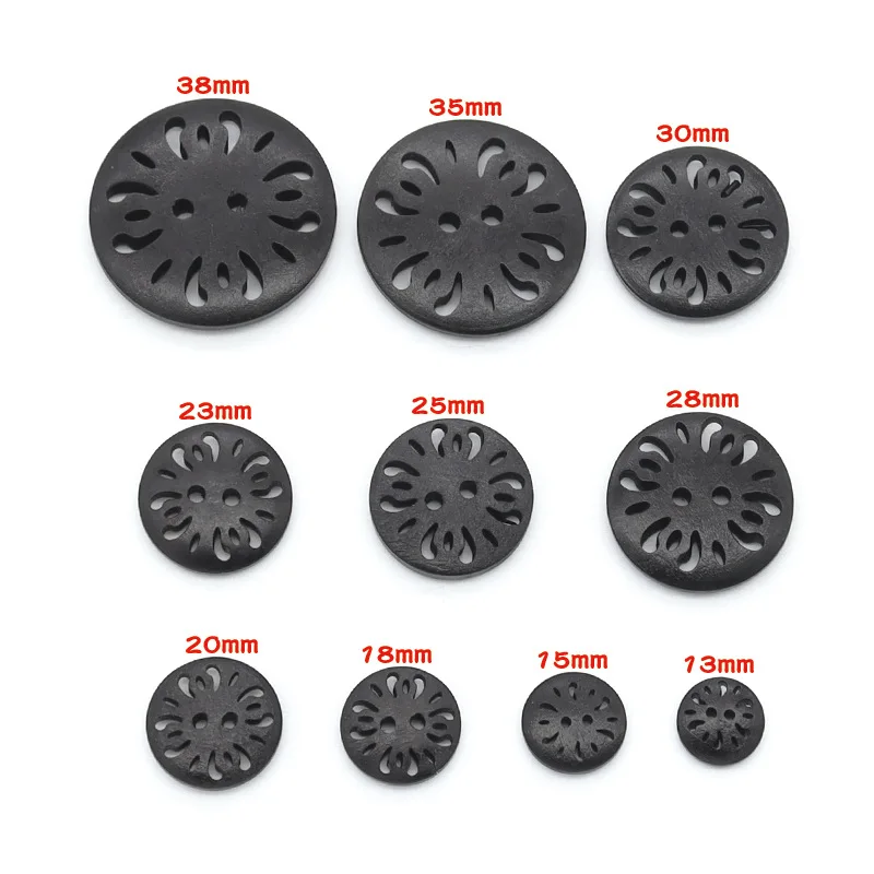 20 개/몫 15-38mm 레이저 새겨진 중공 나무 단추 셔츠 스웨터 어린이 재킷 니트 나무 단추 N625