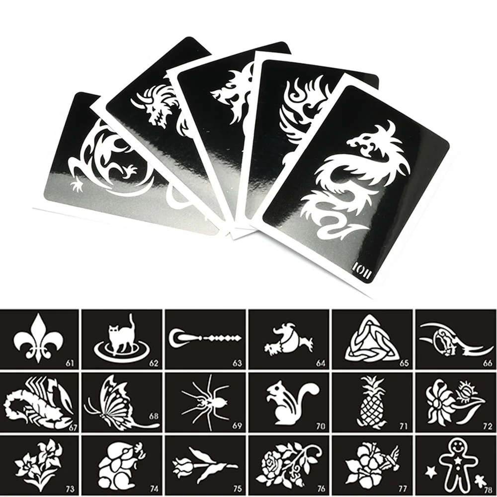 50 Mixed Design Tattoo Sheets Stencils for Body Painting Airbrush TattooTemplate Glitter Temporary Tattoo Sheets Good Quality 20 sheets 446pcs mixed design small airbrush tattoo stencils for drawing template henna tattoo stencil for paiting