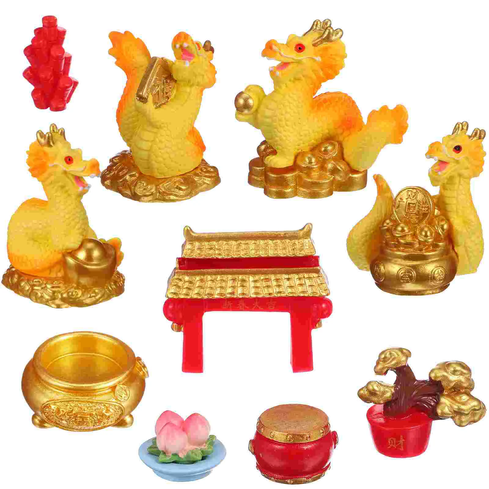 

10 Pcs Dragon Figurines Zodiac Dragon Figurine Decors Chinese New Year Ornament Tabletop Ornaments