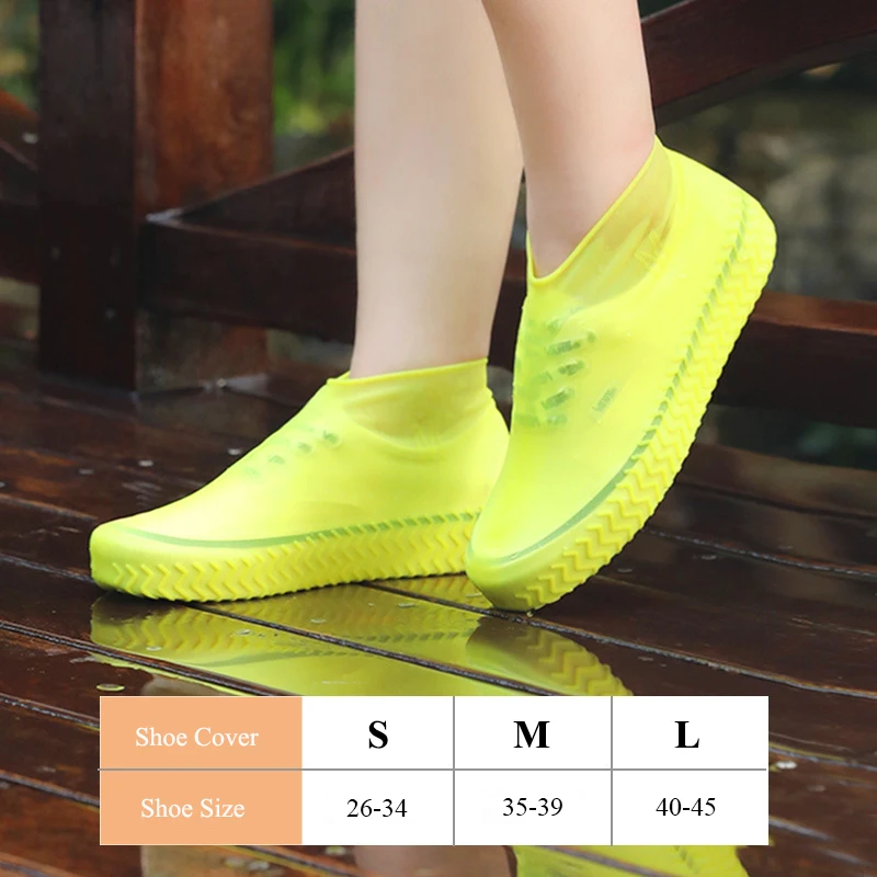 Silikon wasserdichte Schuhabdeckungen S/M/L, wiederverwendbare Nicht-Schlupf-Regenschuhabdeckungen, OverShoes Gummi-Regenstiefel für Regentag im Freien – Detail 10
