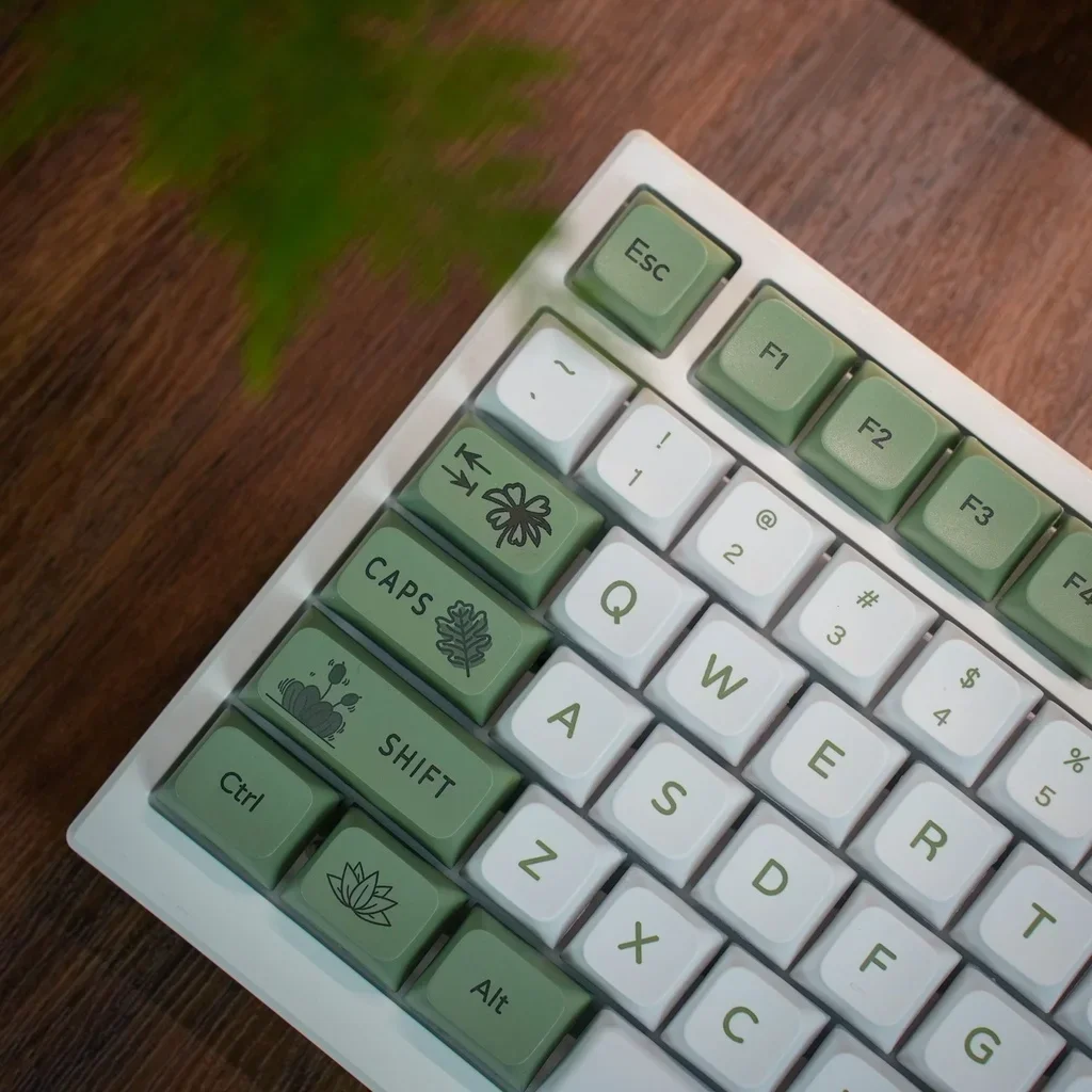 Forest Green Teclado Mecânico Keycaps Perfil Xda Sublimação Pbt Estilo Fresco Branco Verde 125 Teclas - Imagem 6