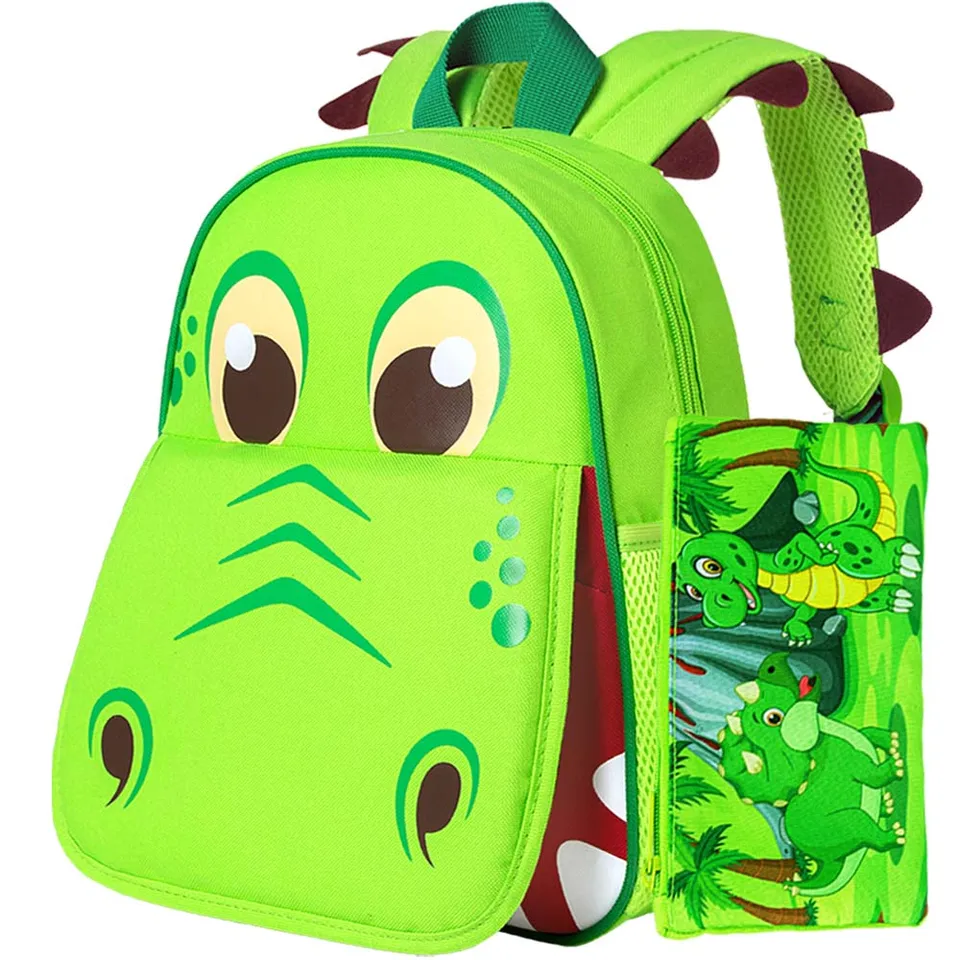 Zaino Mini Dinosauro Per Bambini Qooloo - Per Scuola, Viaggi E Sport, 3-6 Anni, 29x25x11 Cm