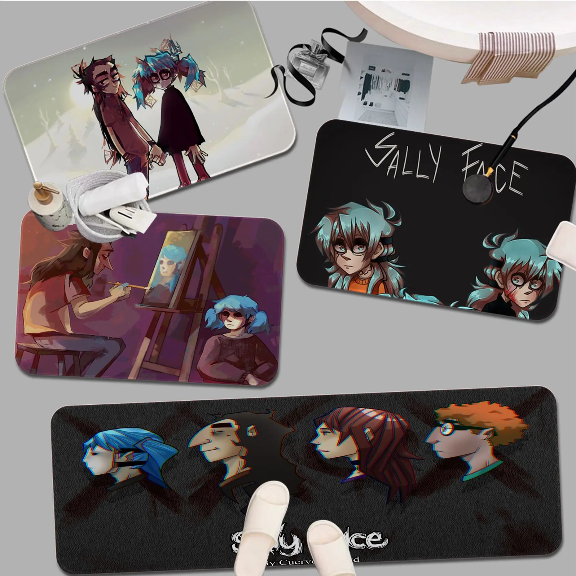 

Sally Face Floor Mat Bathroom Mat Anti-slip Absorb Water Long Strip Cushion Bedroon Mat Welcome Doormat