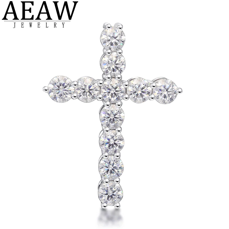 

AEAW 0.5ct each 5.5ctw Moissanite Cross Pendants For Women Solid 14K White Gold Handset Luxury Engagement Bridal Gifts
