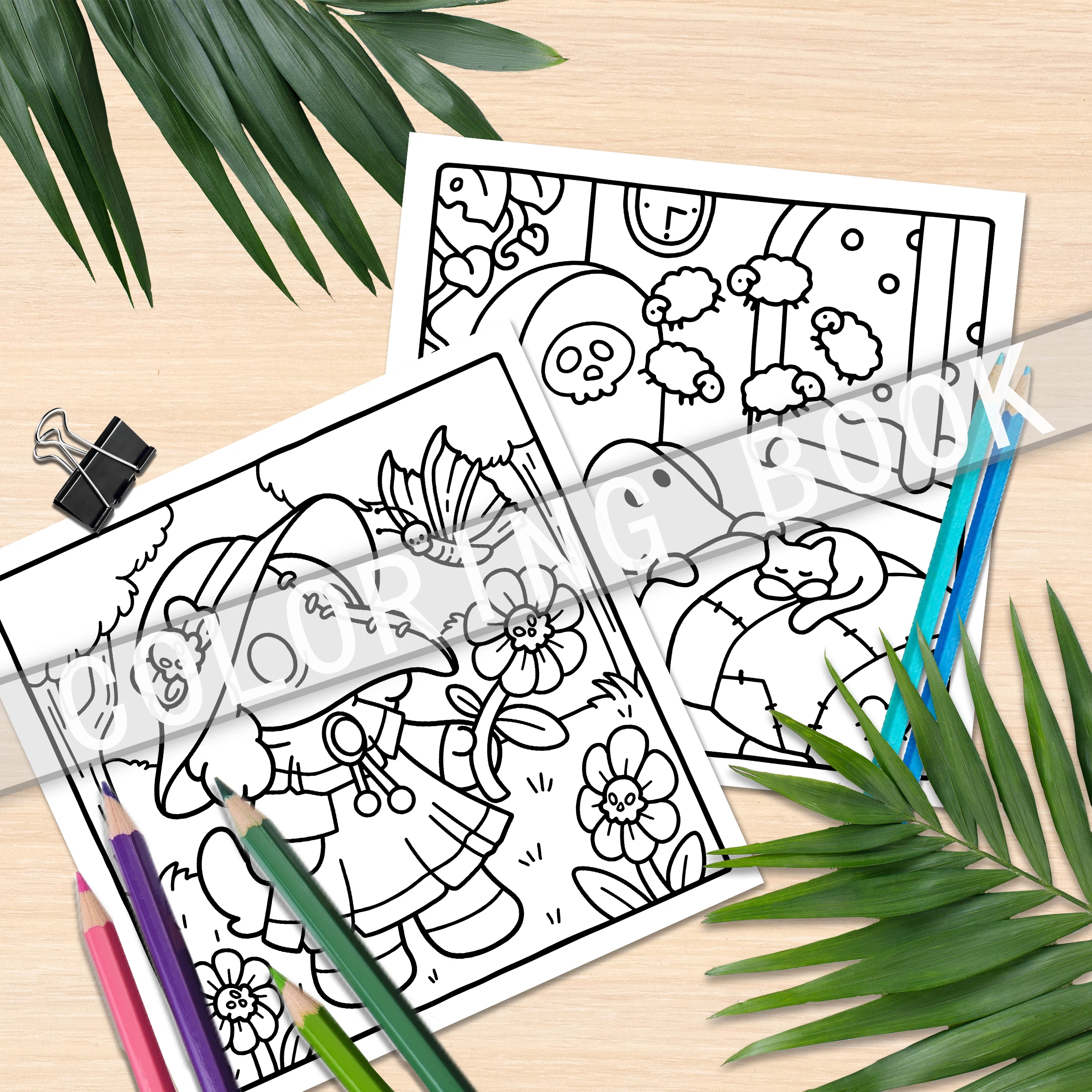 Charming Coloring Book: Explore the Delightful Life of Cute Little Spirits in Their Cozy Rooms 4