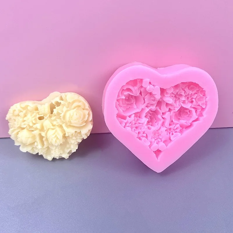 

Love Rose Silicone Fondant Soap 3D Cake Paper Cup Top Jelly Pudding Candy Chocolate Decorative Cookie Accessories Kitchen Baking