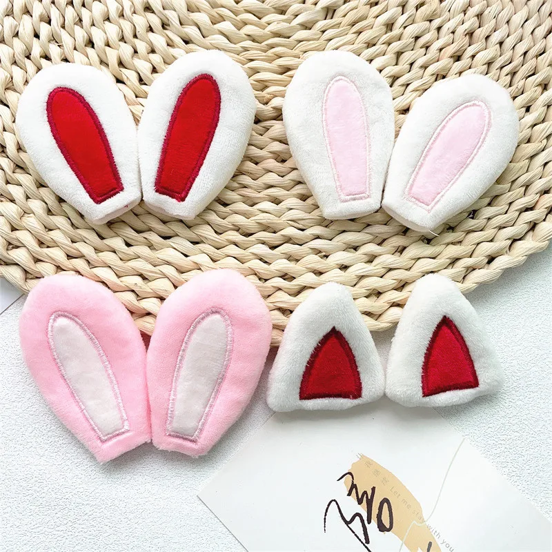 10 Teile/los Cartoon Plüsch Pelzigen Kaninchen Ohr Katze Ohr Applique Handwerk Für DIY Hüte Haarband Haar Clips Zubehör Patches – Detail 7