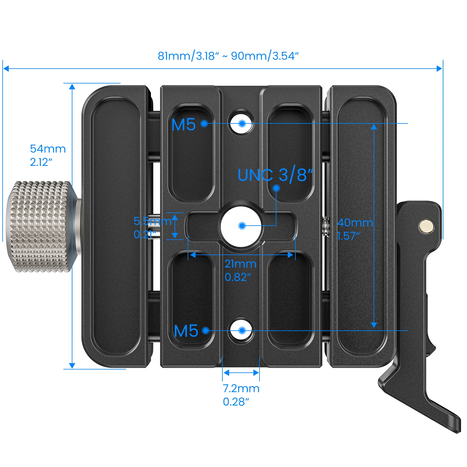 WEYLLAN AL60 Arca Swiss Clamp Lever Lock Adapter for Camera Mlok Rail Clamp for Magpul Mlok Bipod Suitable Arca Swiss Plate