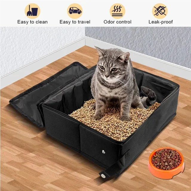 Foldable Fabric Cat Trash Bin Cat Litter Box Cat Toilet Portable Foldable Cat Toilet Car Camping Cat Toilet 3