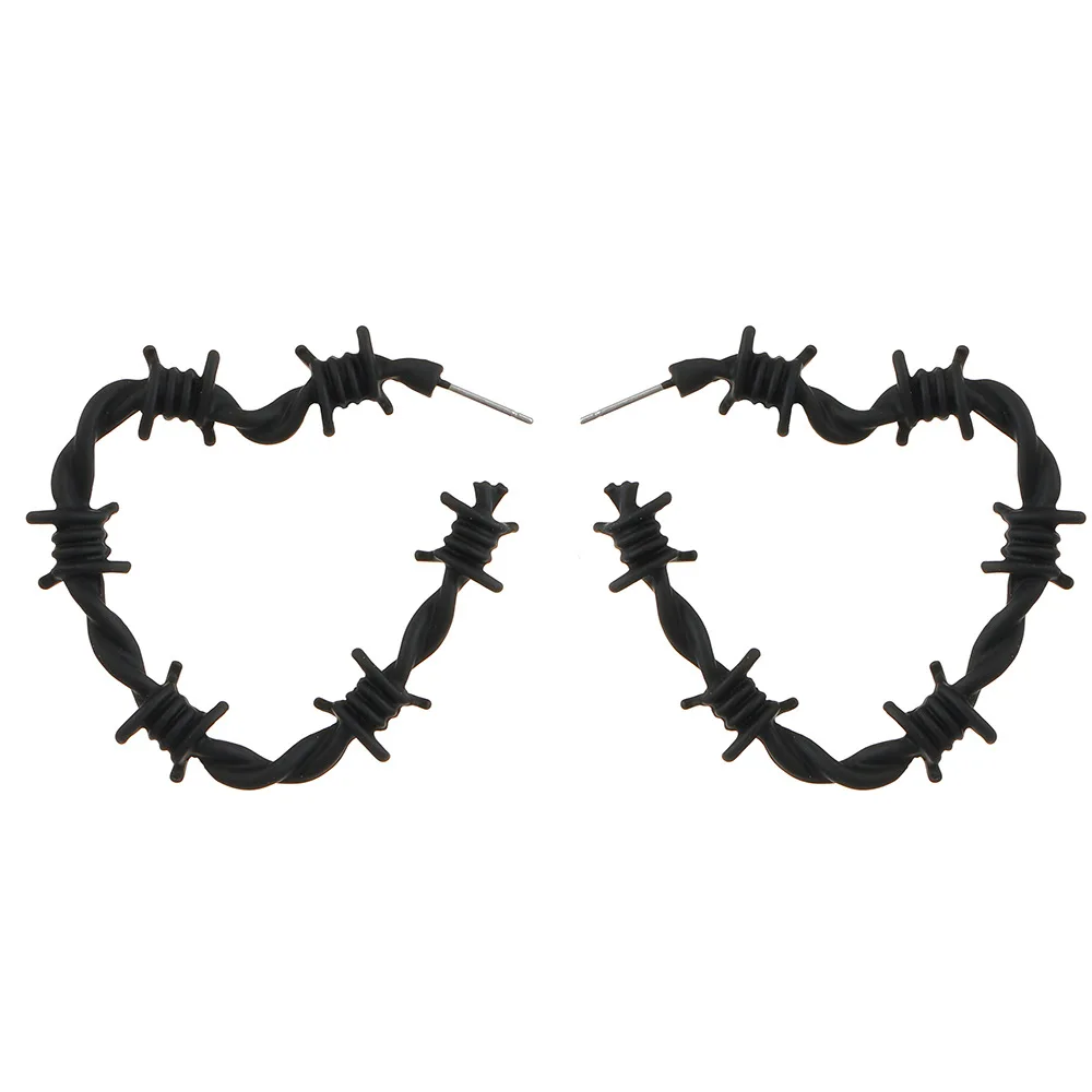 Yheakne Punk Spina Cuore Orecchini Pendenti Gotico Filo Spinato Cuore Orecchini A Goccia Rubino Rosso Strass Cristallo Orecchini Gioielli Per Le Donne