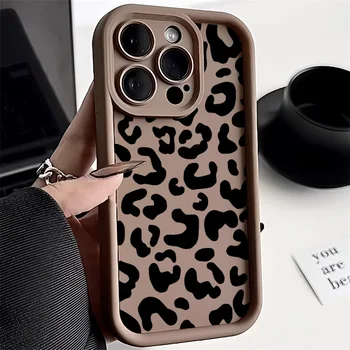 Leopard Print Pattern Silicone Phone Case For iPhone 11 12 13 14 15 16 PRO MAX PLUS XR XS MAX 7 8 16 PLUS Shockproof Soft Cover